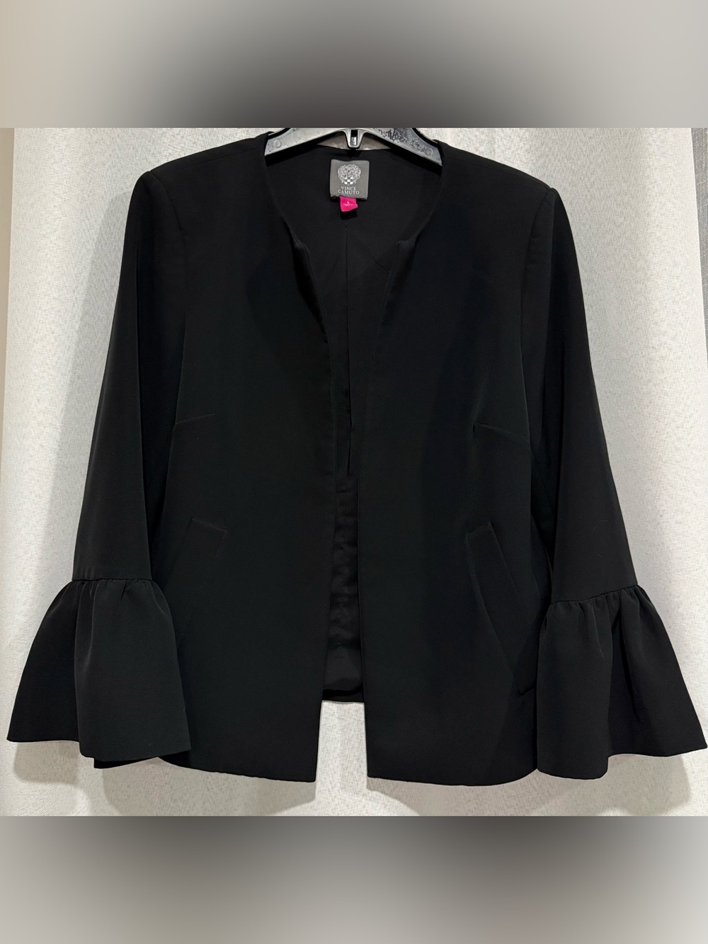 Vince Camuto Black Flared Ruffle Bell Sleeve Blazer Small (S)